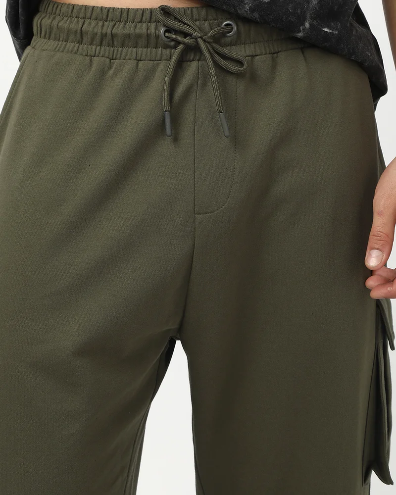 bewakoof  Men's Winter Moss Green Super Loose Fit Cargo Warm Joggers for Men | Best Price UAE